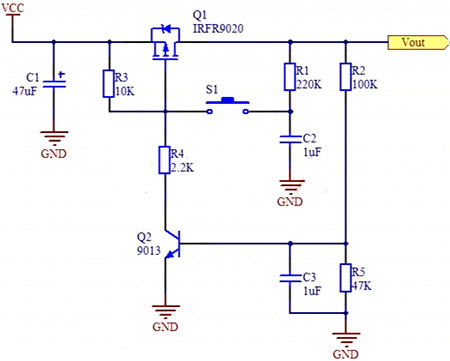 單按鍵開關(guān)機(jī)電路